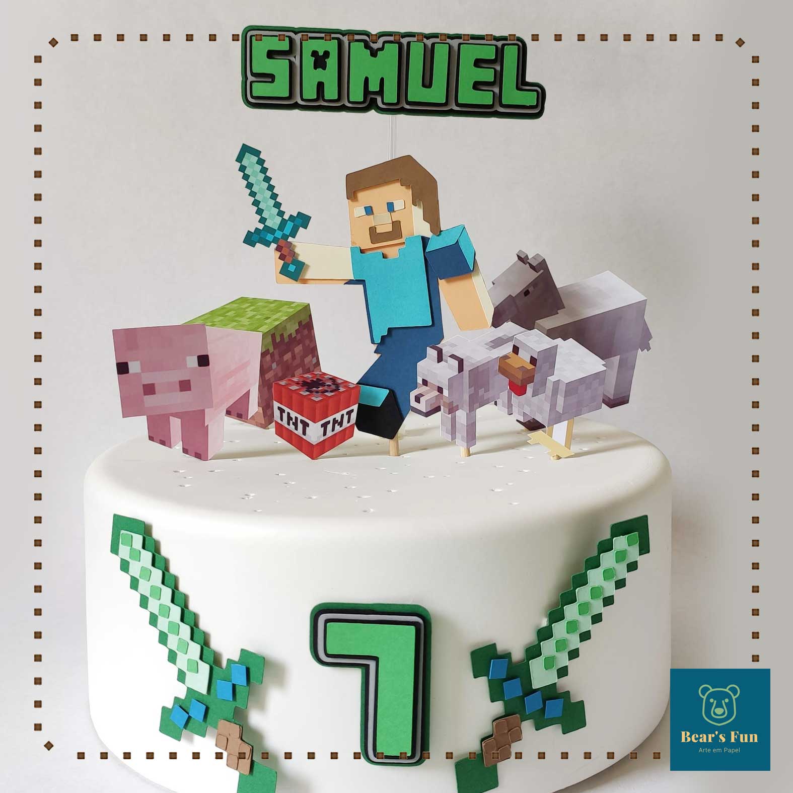 TOPO PARA BOLO ANIVERSÁRIO MINECRAFT