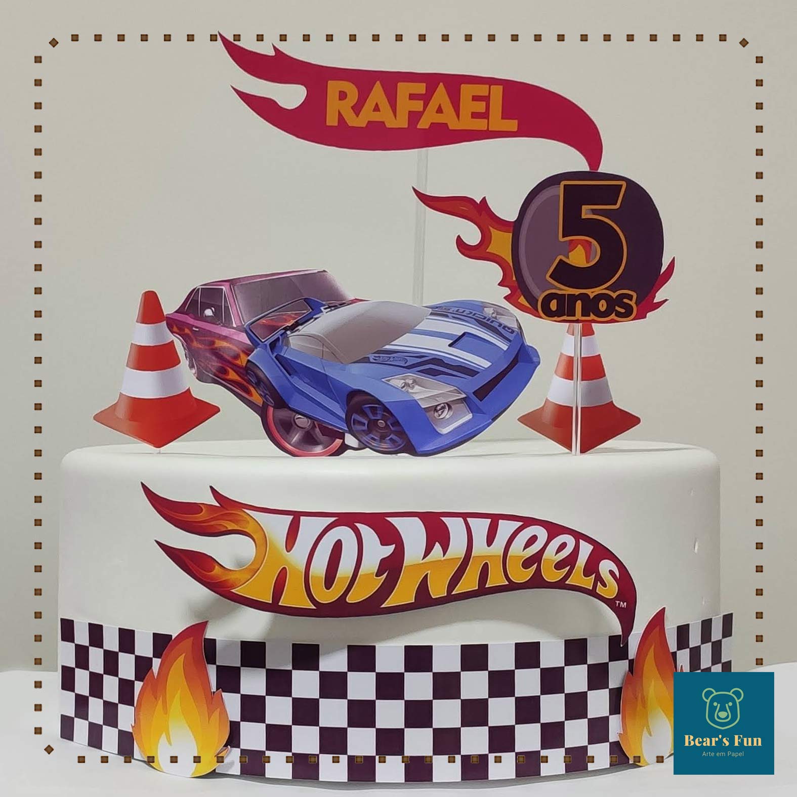 Topo de Bolo Hot Wheels Mod.3