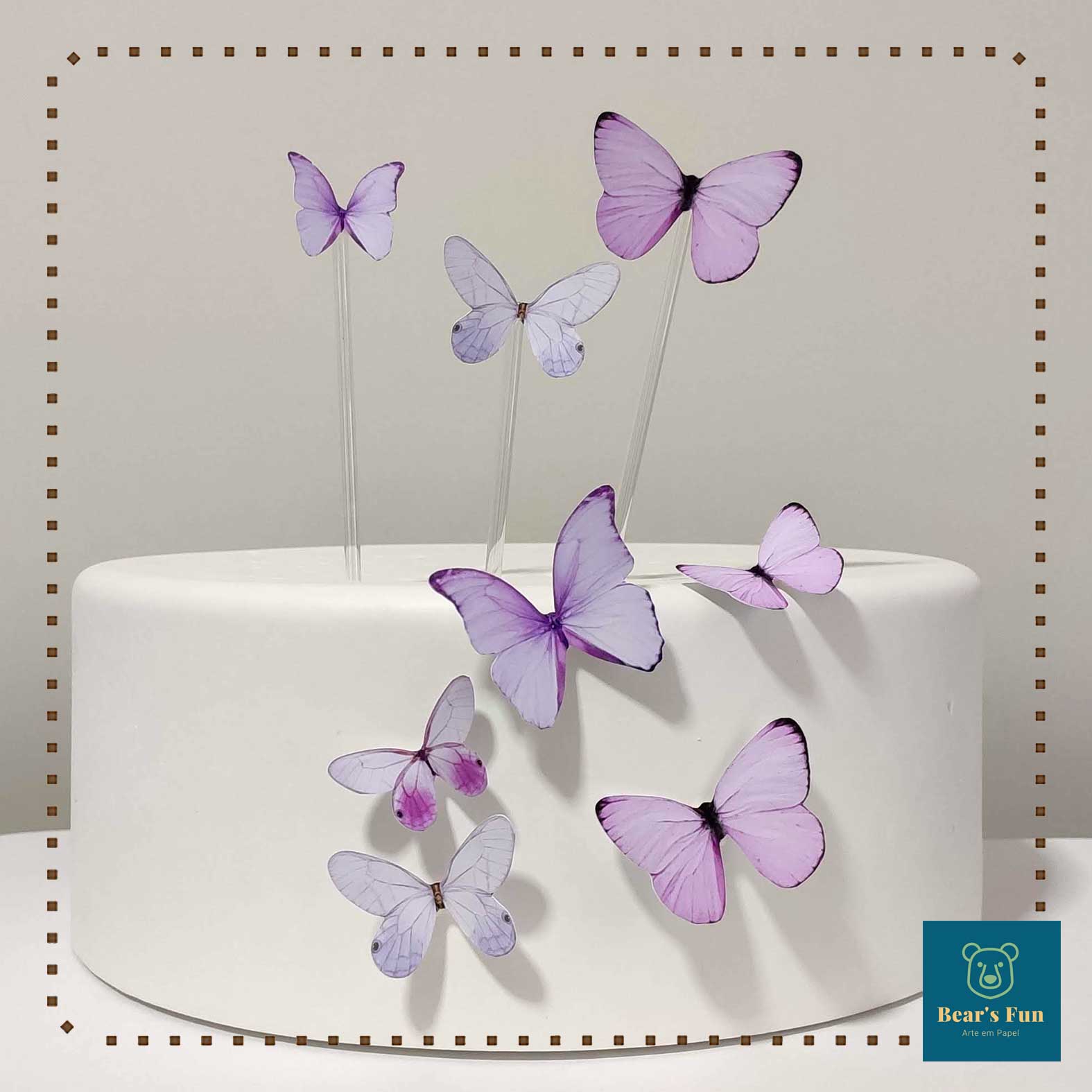 Bolo branco com borboletas/ borboleta lilas