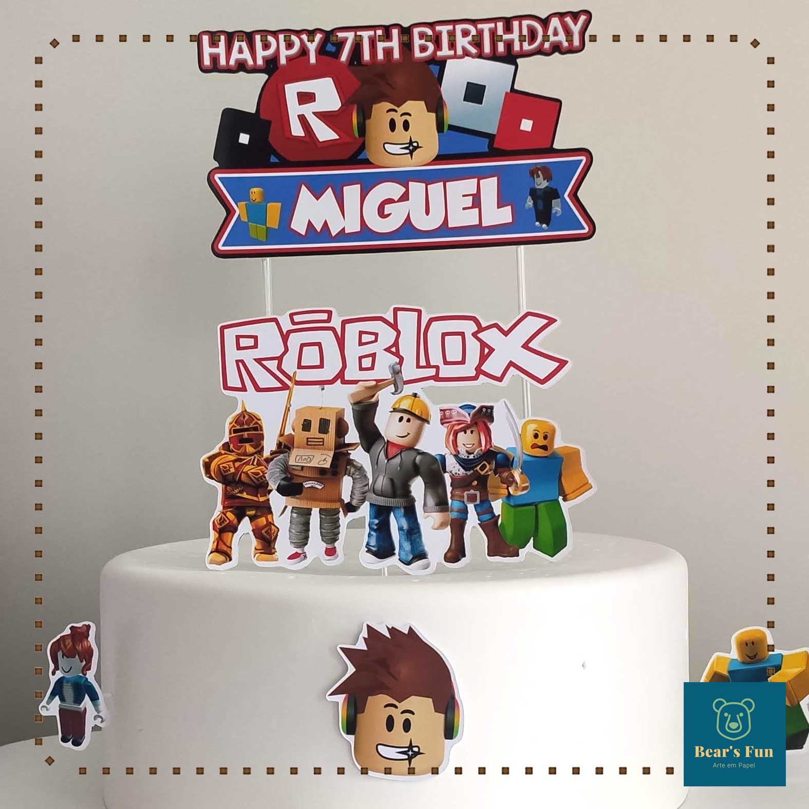 Topo Topper de Bolo Personalizado Roblox P/ Impressão